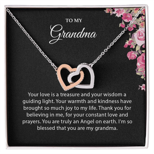 To My Grandma | Thank You - Interlocking Hearts necklace